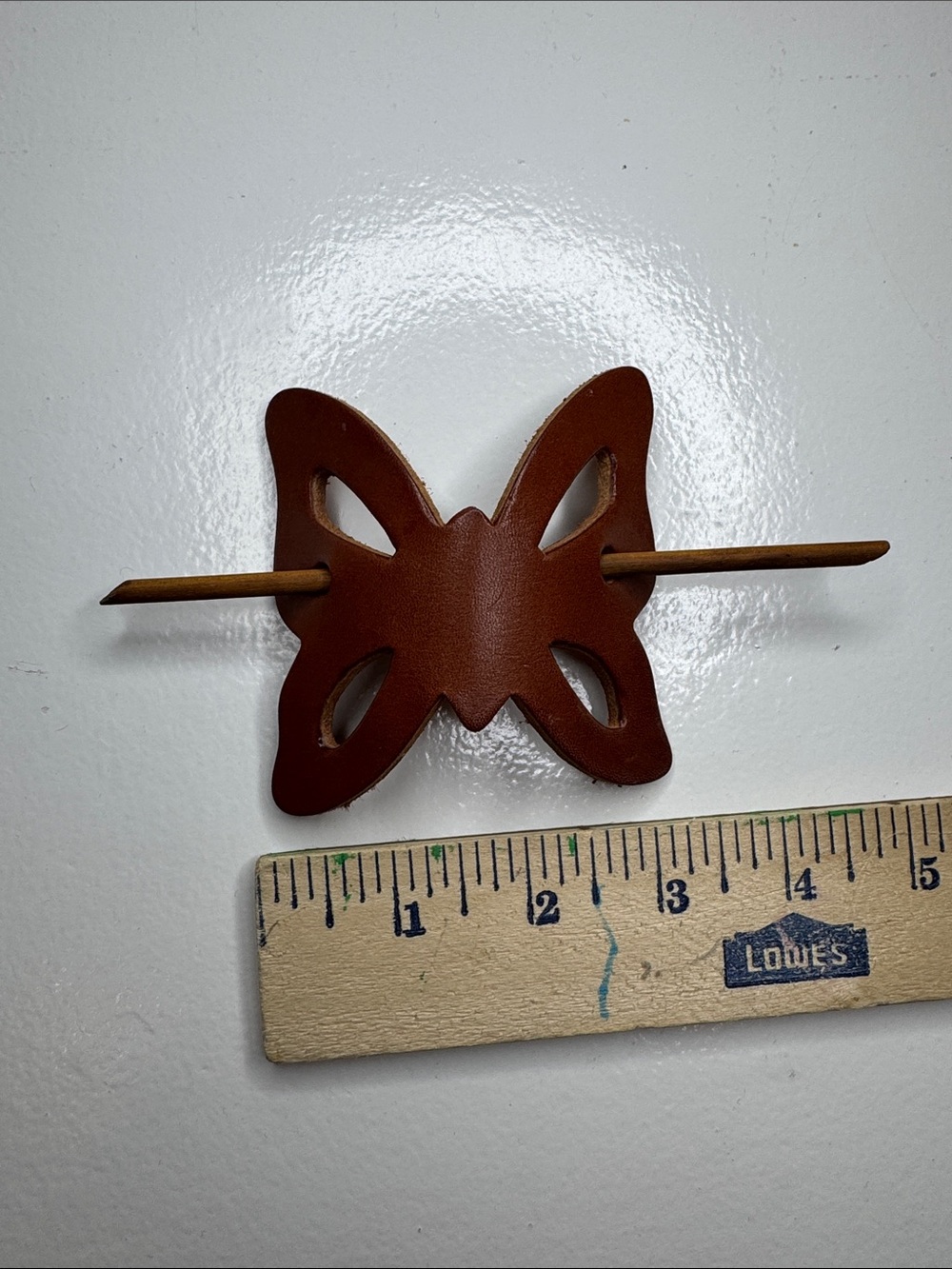 NEW Leather Butterfly Hair Slide, handmade artisan boho festival, clip barrette - Picture 2 of 3